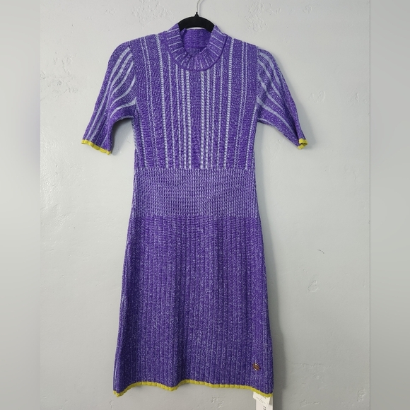 Emilio Pucci Italian Virgin Wool Knit Bodycon Ribbed Shortsleeve Dress Medium - Picture 2 of 8